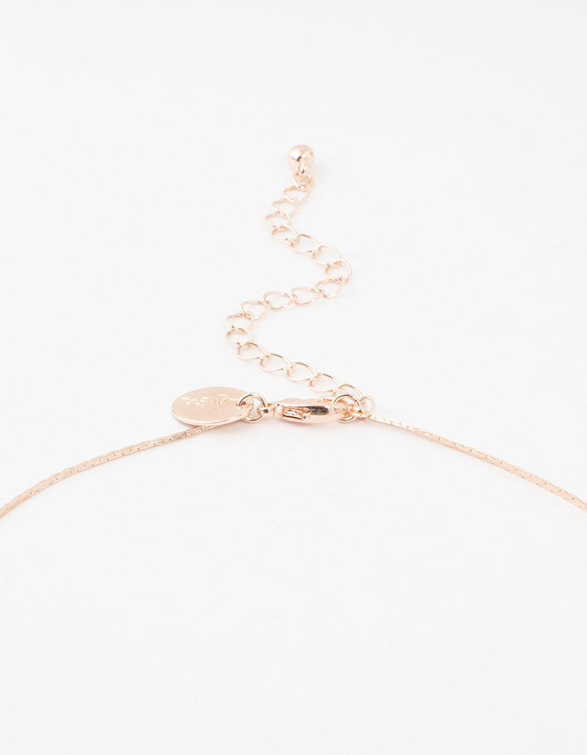 Rose Gold Leaves & Flowers Earrings & Y-Necklace Set