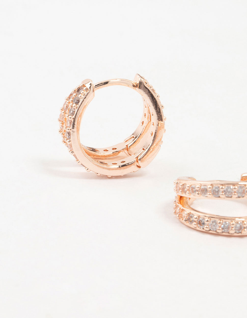 Rose Gold Plated Pave Mini Hoop Earrings