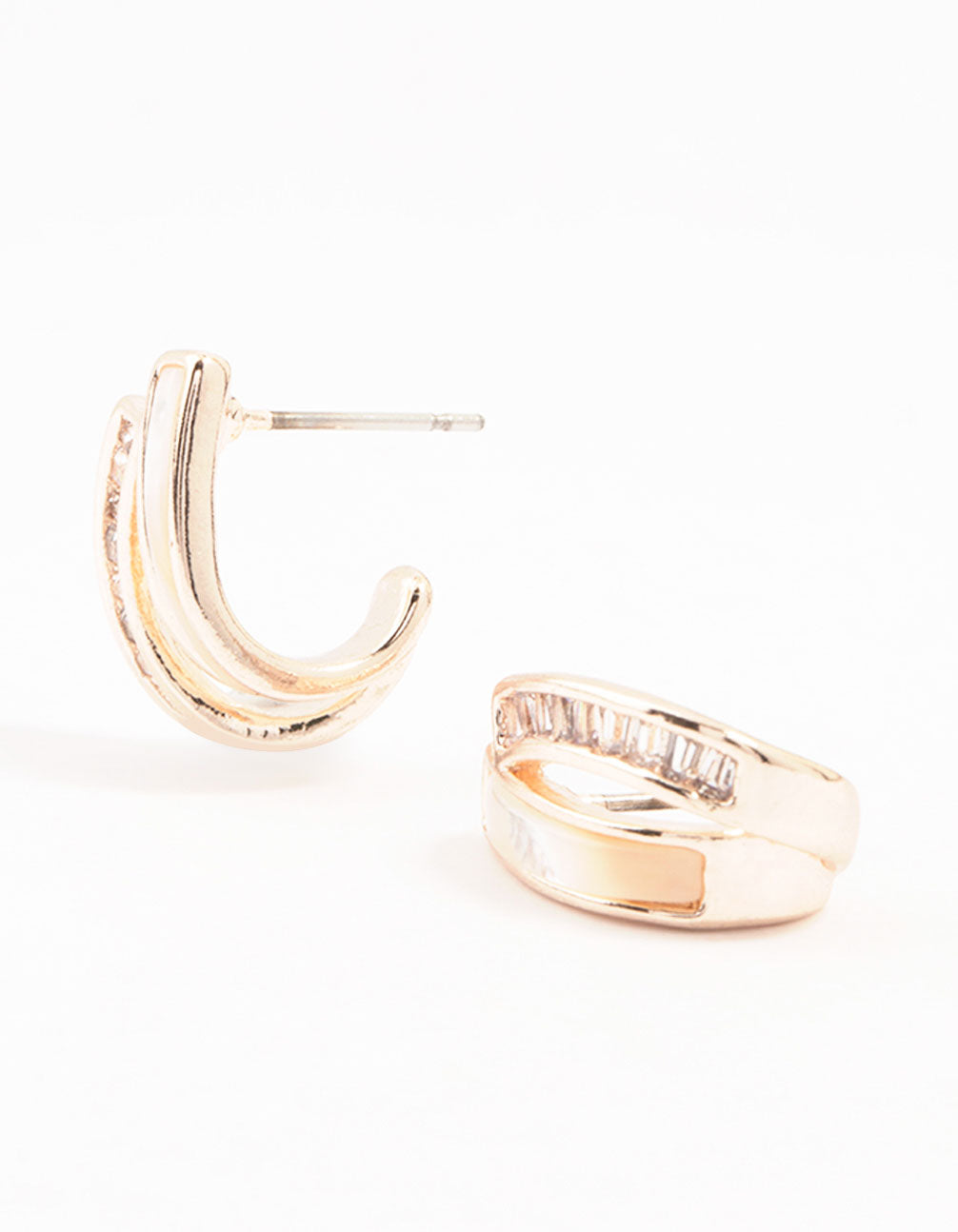 Rose Gold Plated  Double Cubic Zirconia & Mother Of Pearl Jacket Earrings