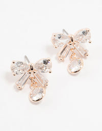 Rose Gold Plated Cubic Zirconia & Round Drop Earrings - link has visual effect only