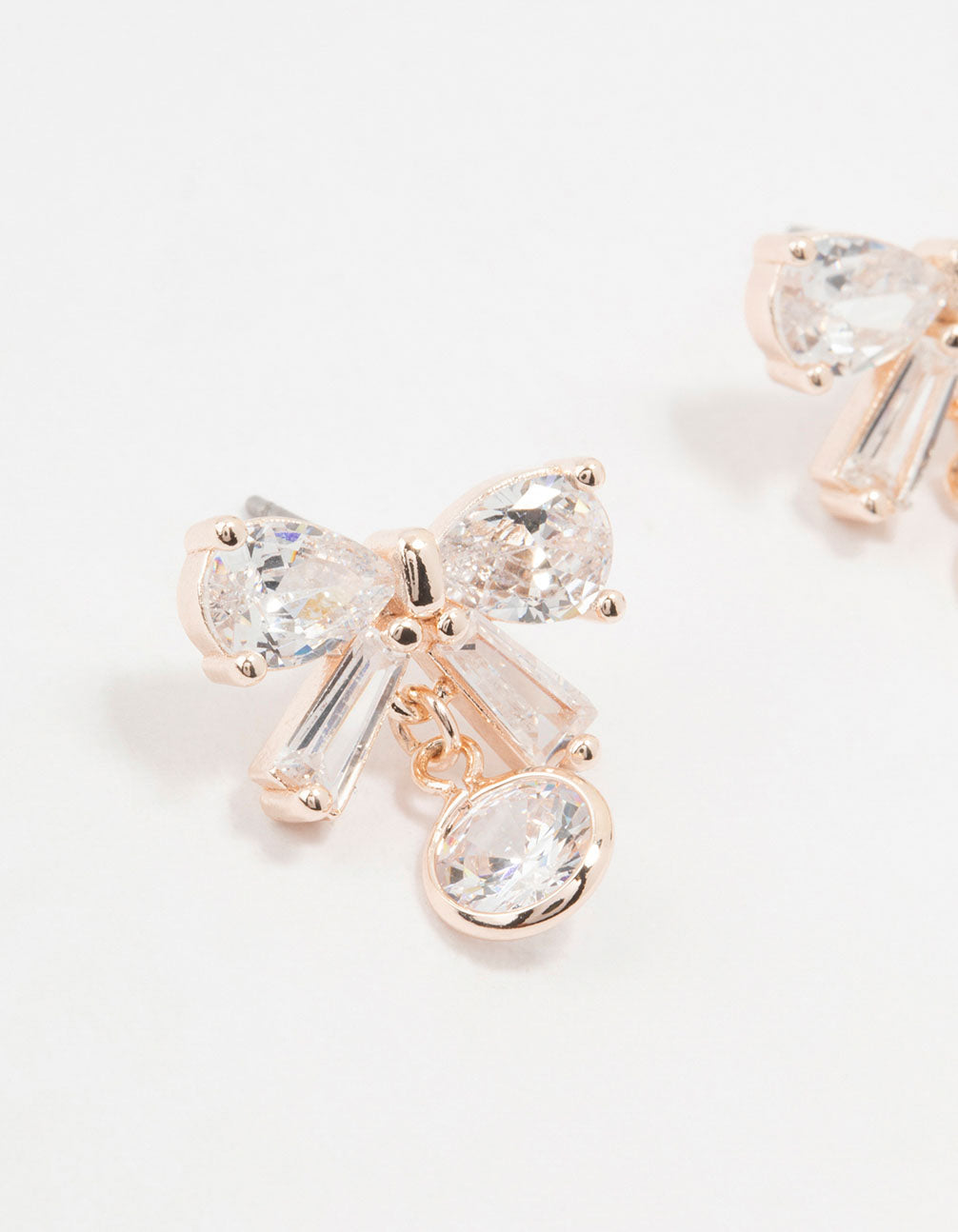 Rose Gold Plated Cubic Zirconia & Round Drop Earrings