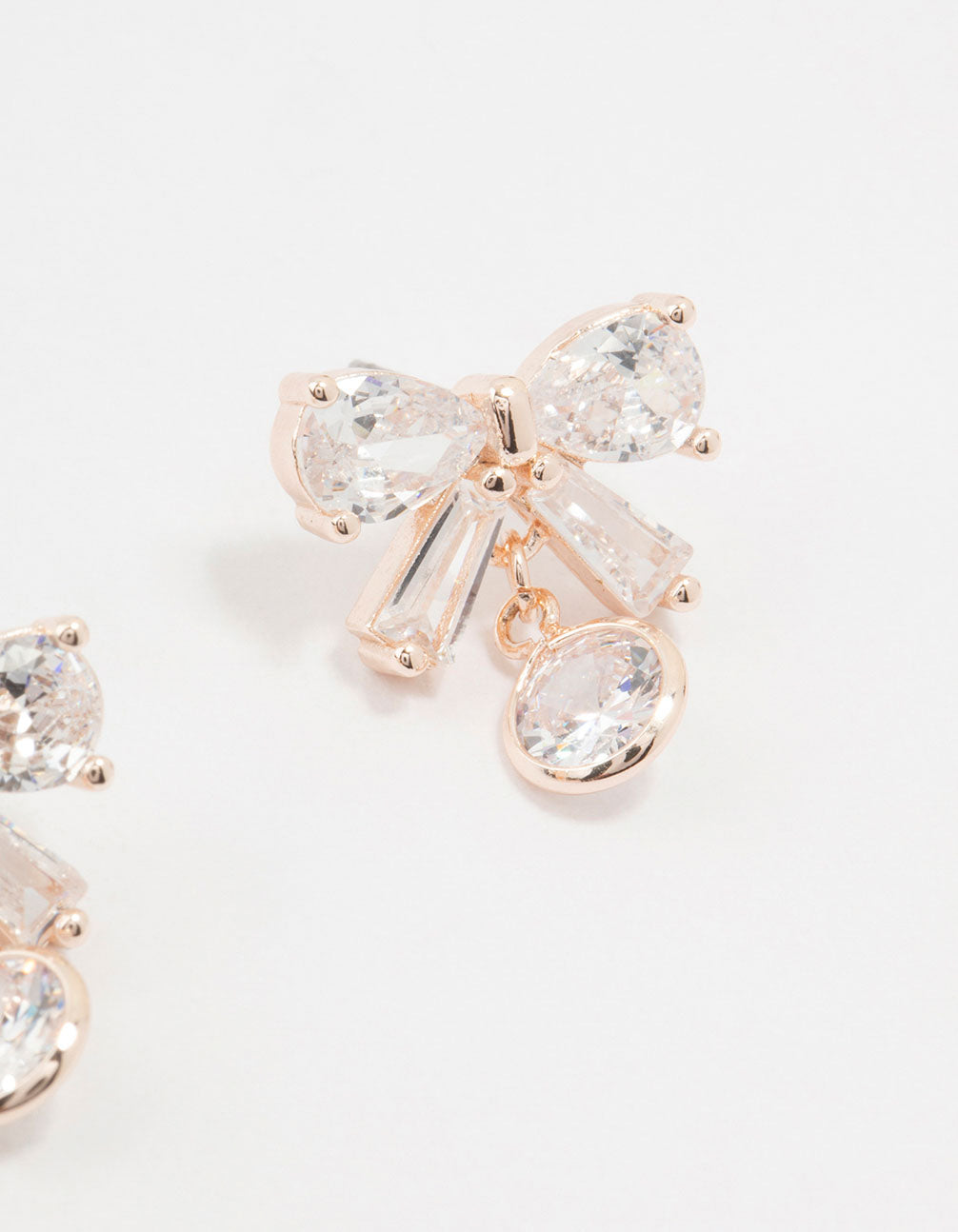 Rose Gold Plated Cubic Zirconia & Round Drop Earrings