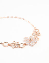 Rose Gold Plated Large Cubic Zirconia Flower Station Bracelet - link has visual effect only