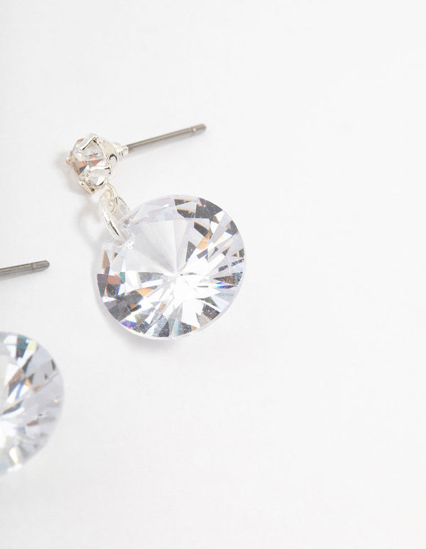 Large Cubic Zirconia Silver Drop Earrings
