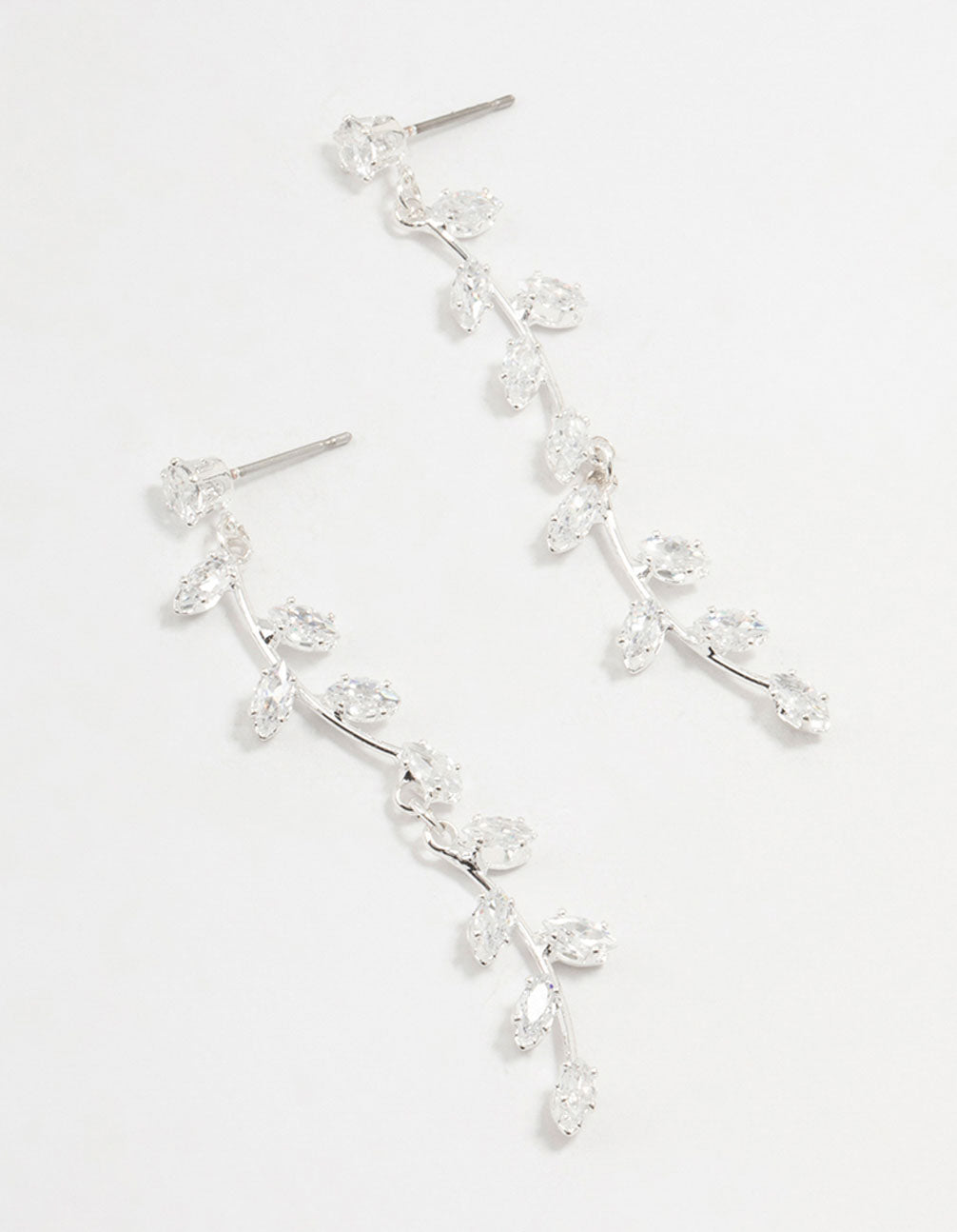 Cubic Zirconia Leaf Drop Earrings