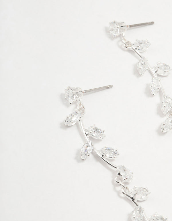 Cubic Zirconia Leaf Drop Earrings