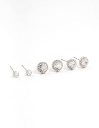 Multiple Cubic Zirconia Ant Stud Earrings Pack - link has visual effect only