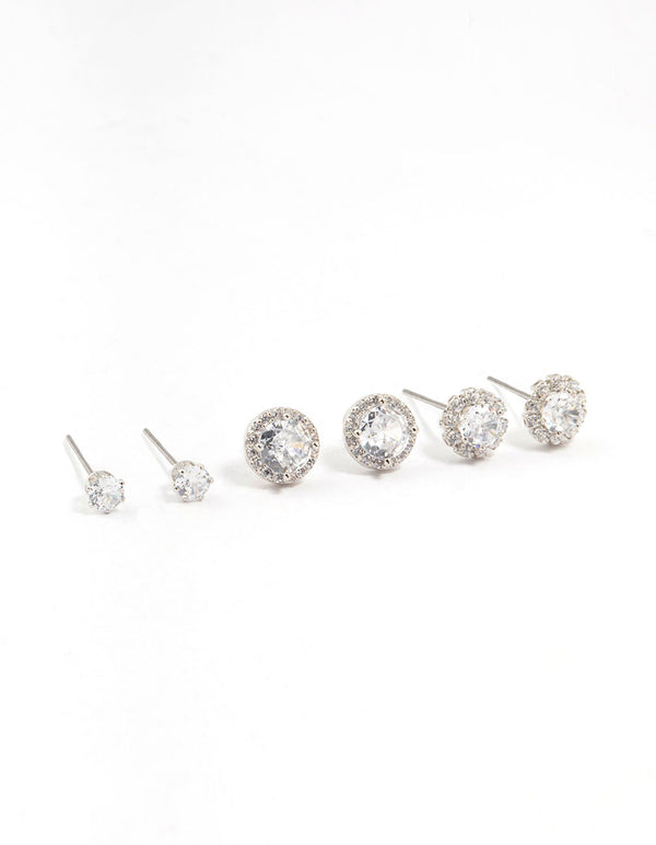 Multiple Cubic Zirconia Ant Stud Earrings Pack