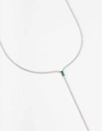 Silver Emerald Cubic Zirconia  Lariat Necklace - link has visual effect only