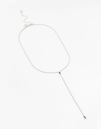 Silver Emerald Cubic Zirconia  Lariat Necklace - link has visual effect only