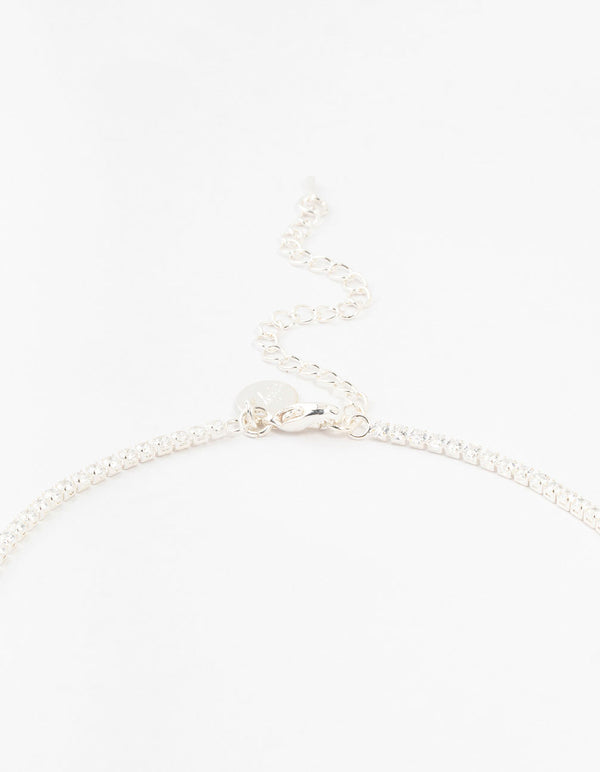 Emerald Cubic Zirconia Silver Y-Necklace & Earrings Set