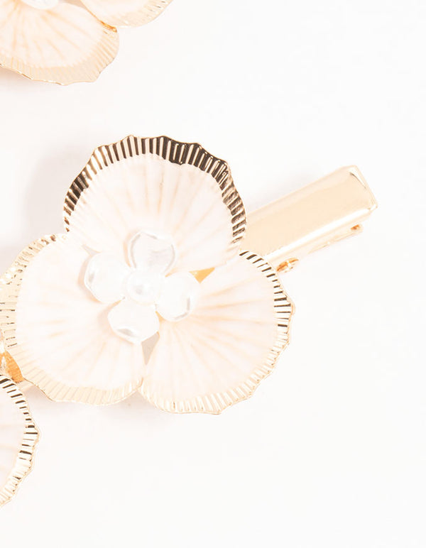Gold Origami Flower Hair Clips 2-Pack