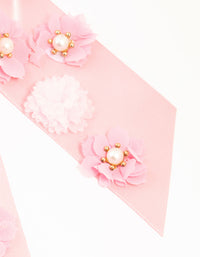 Pink Mixed Flowers Fabric Bow Clip - link has visual effect only