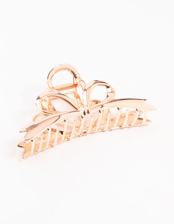 Rose Gold Bow Claw Clip