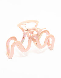 Pink Coated Metal Wavy Irregular Claw Clip - link has visual effect only