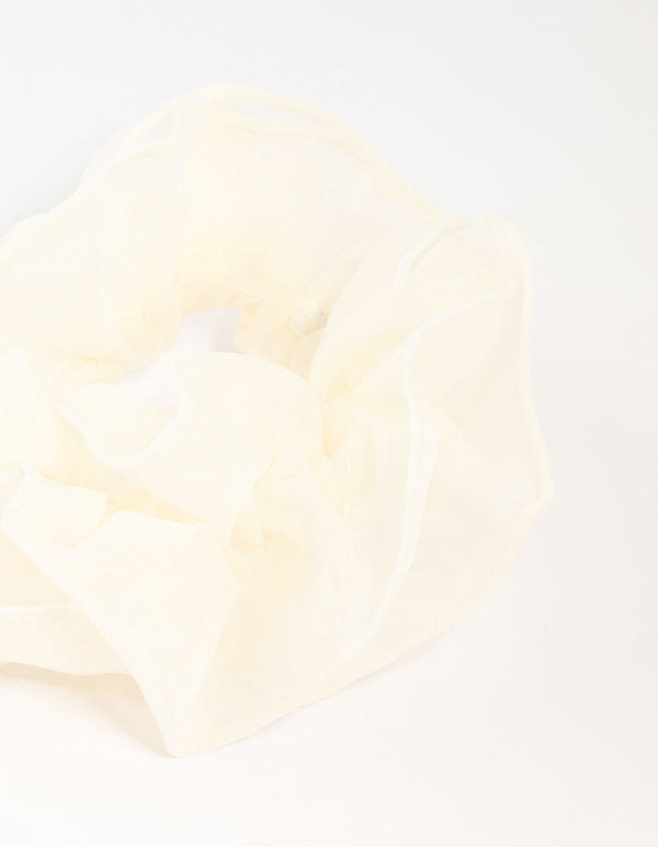 Chiffon Pink & White Fabric Layered Scrunchies 2-Pack