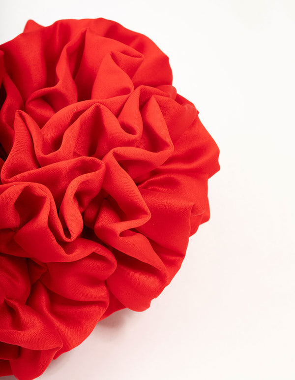Large Red Ruffle Fabric Scrunchie