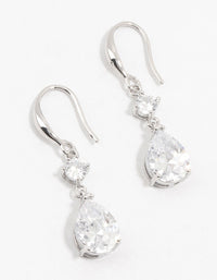 Silver Cubic Zirconia Hook Drop Earrings - link has visual effect only
