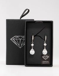 Silver Cubic Zirconia Hook Drop Earrings - link has visual effect only