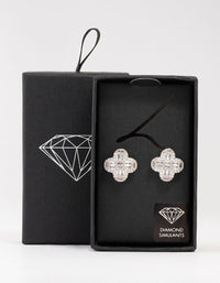 Silver Paved Flower Stud Earrings - link has visual effect only