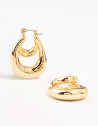 Gold Plated Double Hoop Earrings - link has visual effect only