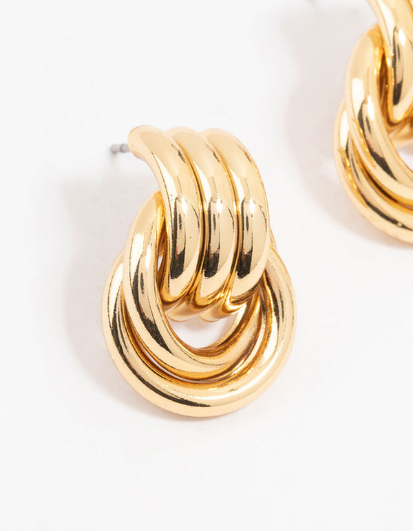 Gold Plated Vintage Knotted Stud Earrings