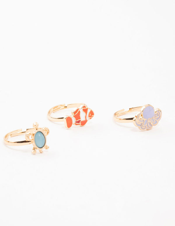 Kids Gold Sea Stacking Ring Pack