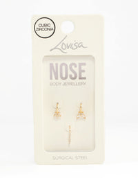 Gold Plated Nature Faux Nose Studs 3-Pack - link has visual effect only