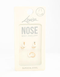 Gold Plated Surgical Steel Teal Diamante Nose Stud & Ring 3-Pack - link has visual effect only