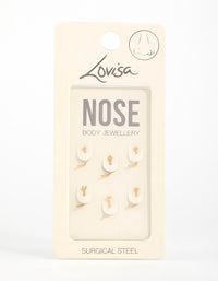 Gold Plated Surgical Steel Heart Cubic Zirconia Nose Studs 6-Pack - link has visual effect only