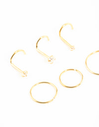 Gold Plated Surgical Steel Cubic Zirconia Nose Stud & Rings 6-Pack - link has visual effect only