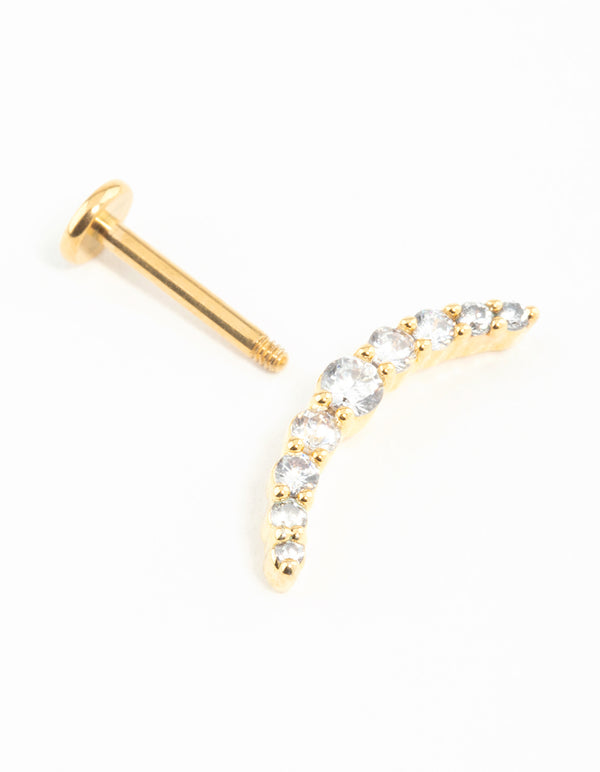 Gold Plated Surgical Steel Cubic Zirconia Crawler Single Flat Back