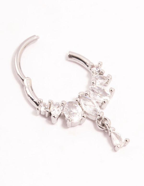 Surgical Steel Mixed Cut Stone Drop Clicker Ring