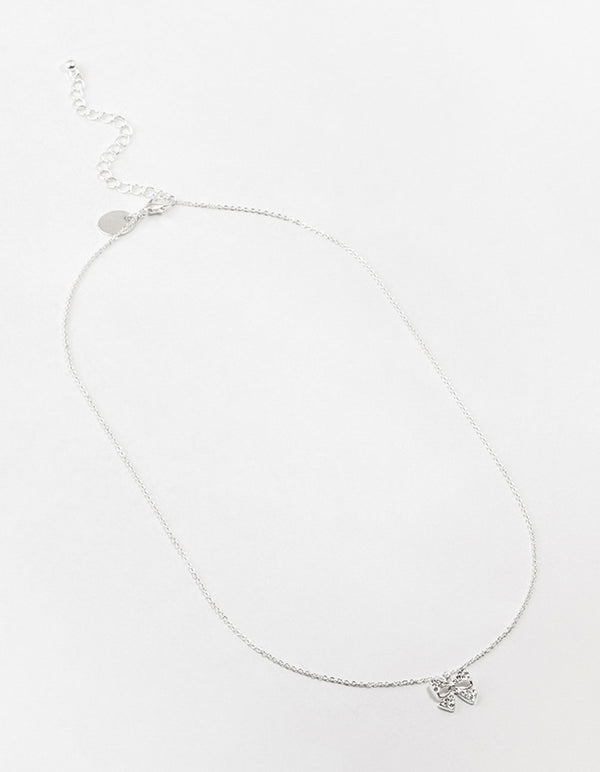 Silver Bling Bow Neckalce