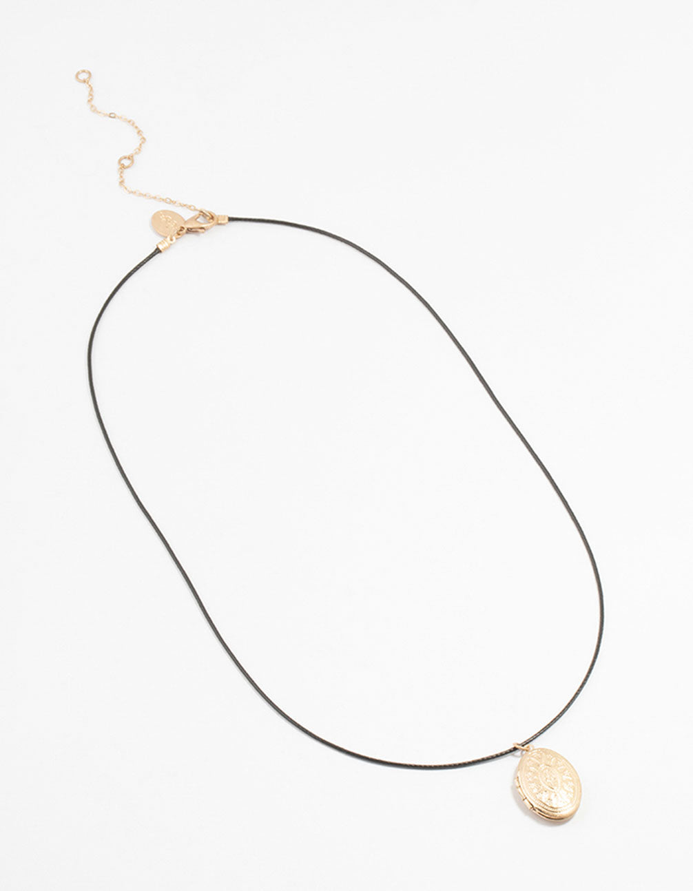 Worn Gold Locket Cord Necklace