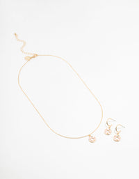 Gold Enamel Donut Necklace & Earrings Set - link has visual effect only