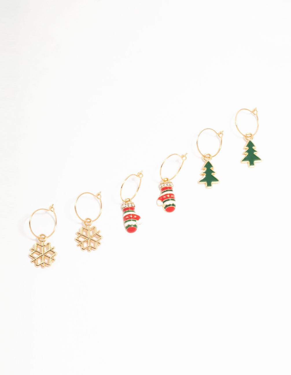 Gold, Green & Red Sleeper Earrings 3-Pack