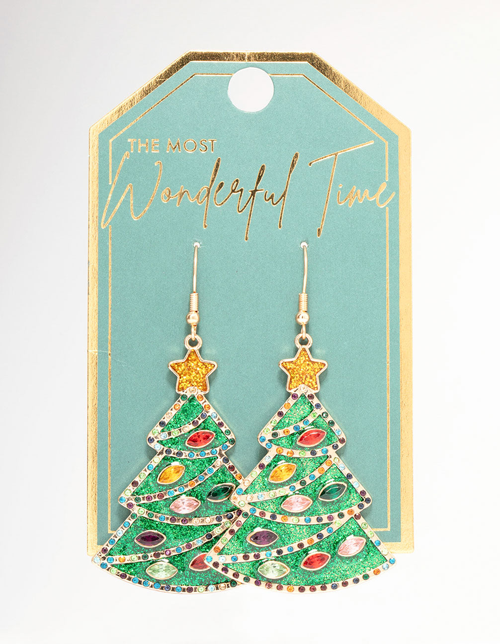 Green Enamel Tree Drop Earrings