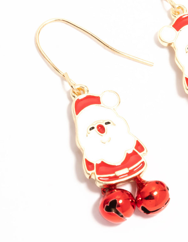 Red Santa & Bells Drop Earrings