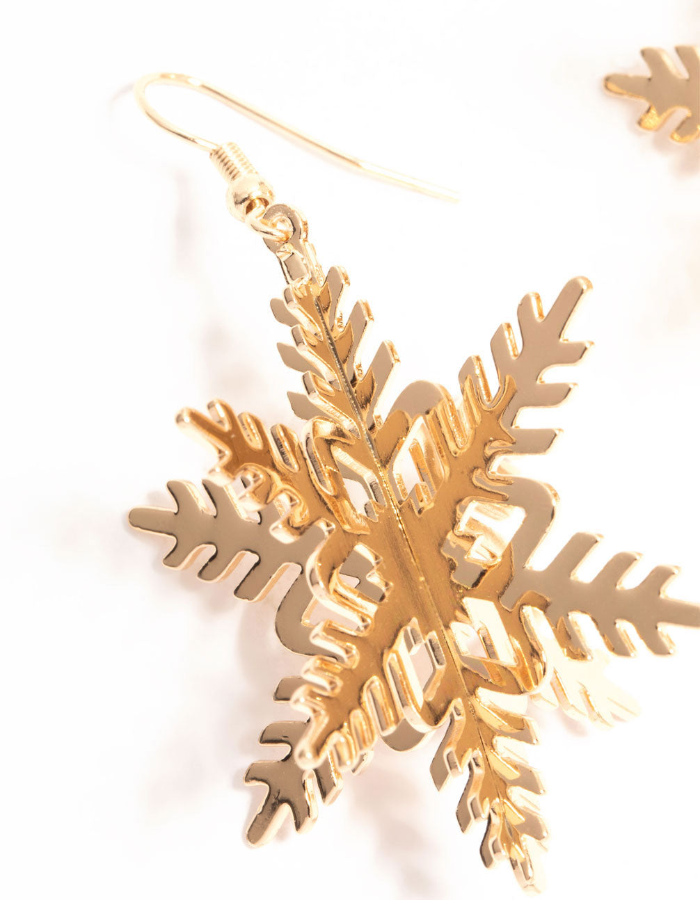Gold Snowflake Drop Earrings