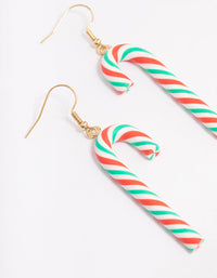 Green & Red Candy Cane Drop Earrings - link has visual effect only