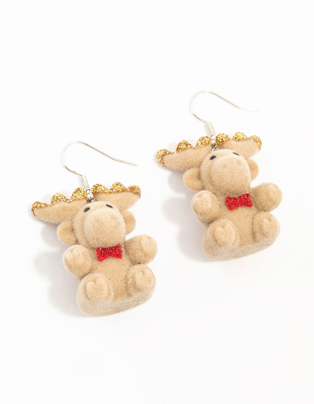 Silver Reindeer Drop Earrings