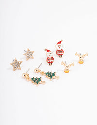 Tree & Star Stud Earrings 4-Pack - link has visual effect only