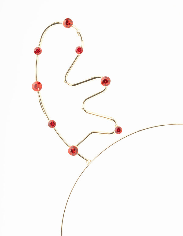 Red Diamante Reindeer Headband