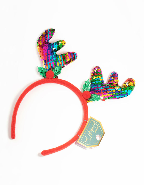 Multicoloured Sequin Reindeer Headband