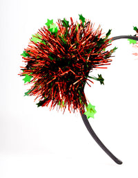 Green & Red Tinsel Pom Pom Headband - link has visual effect only