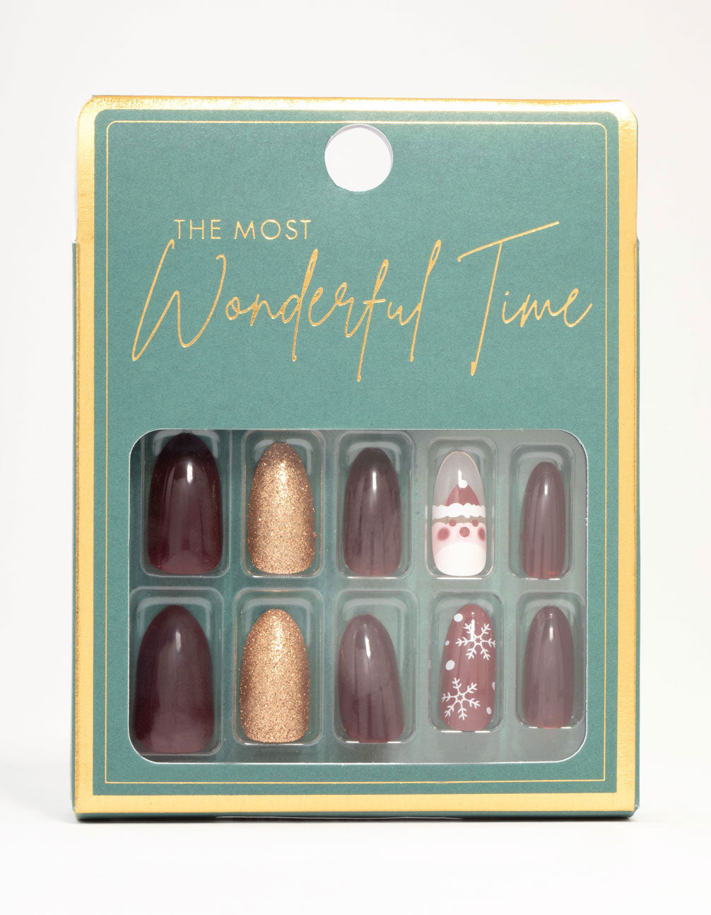 Burgundy Snowflake Press On Nail Set