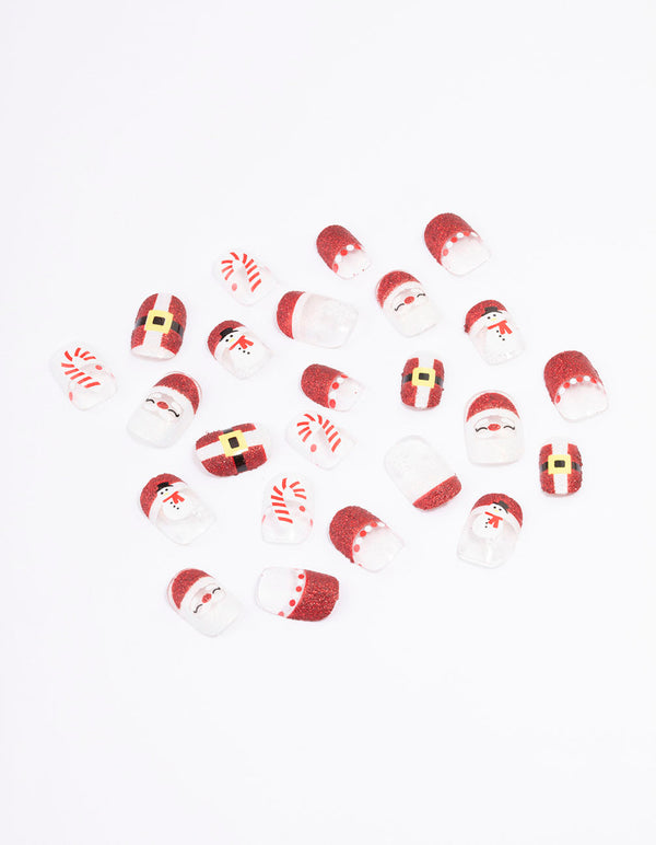 Red Candy Cane Press On Nail Set