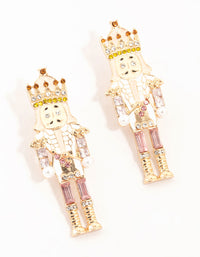 Pink & Amber Diamante Nutcracker Drop Earrings - link has visual effect only