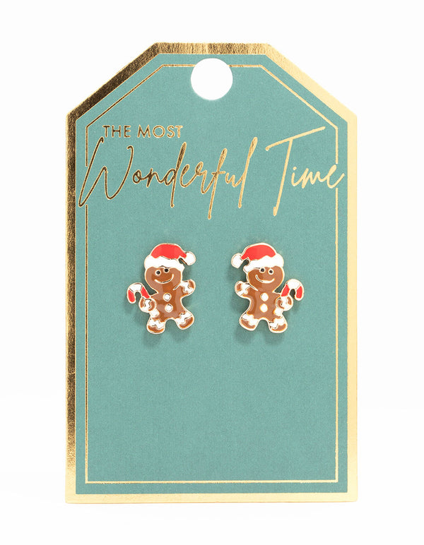 Mini Gingerbread Stud Earrings